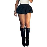 Lyaheima Women's Bubble Skirt - Solid Color High Waisted Puffy, Y2K Balloon Skirt - Summer Pleated Mini