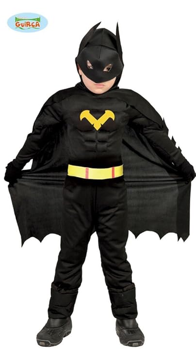 Guirca Fledermaus Superheld - Kostüm für Kinder Karneval Fasching Held Schwarz Gr 98-146, Größe:128/134