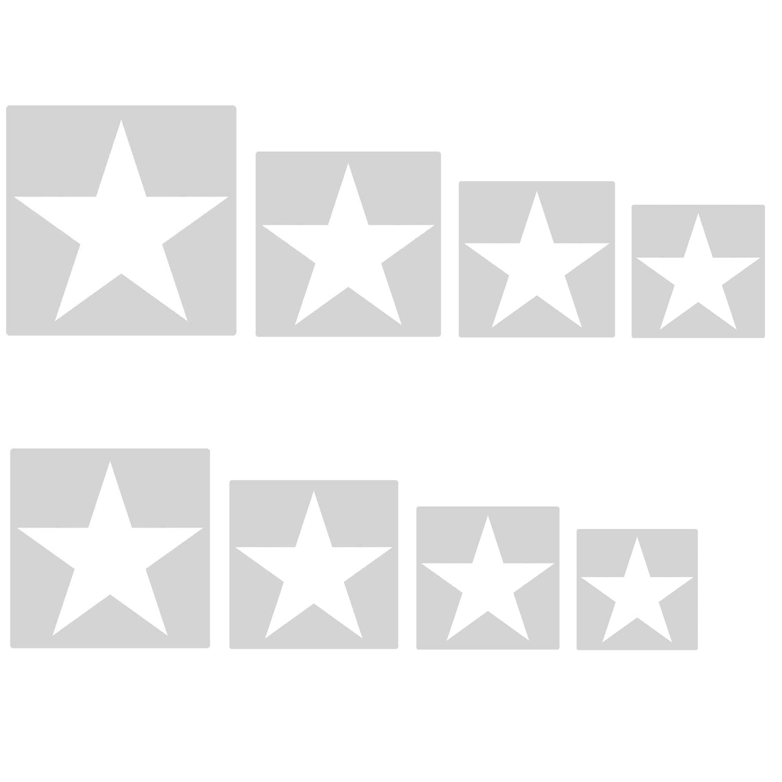 8 Reusable Plastic Star Stencils - Large 5-Point Star & Other Wall Stencil Designs for DIY Craft Decor