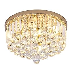 Gopmmy Mini Crystal Chandelier Ceiling Light,Flush