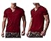 MODCHOK Men's Short Sleeve Henley T Shirt Round Neck Button Slim Fit Tops Blouse 1Wine Red S