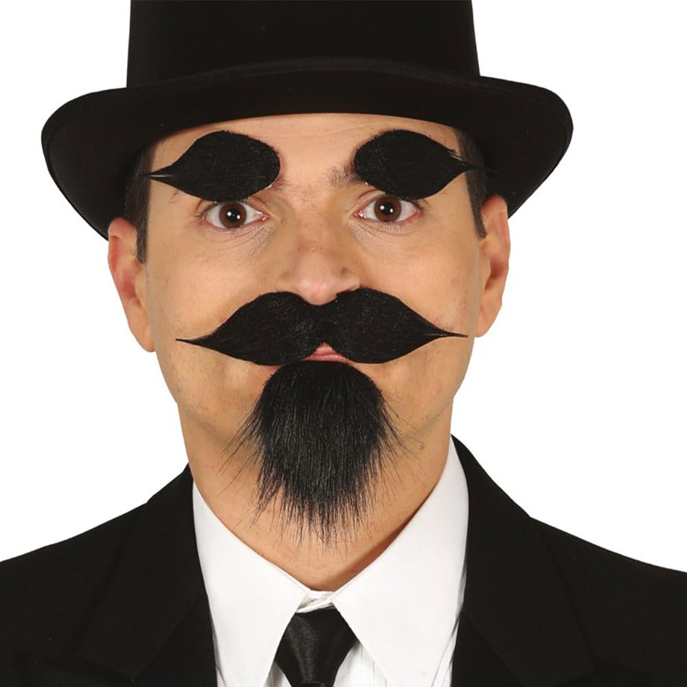 Guirca Moustache Lace Eyebrow Sticker, Colour Black, 11965