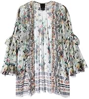 Anna Sui Women’S White Multi Bouquet Bordered Butterflies Tulle Bed Jacket