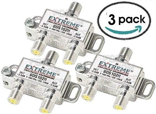 cableTVamps 2 Way Extreme HD Digital 1GHz HIGH Performance Coax Cable Splitter - BDS102H (3 Pack)