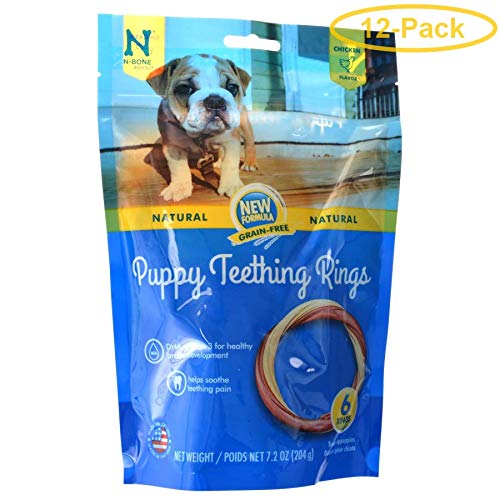N-BONE GRAIN FREE PUPPY TEETHING RINGS – CHICKEN FLAVOR 6 COUNT – PACK OF 12