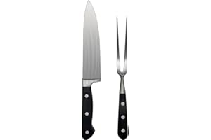 Outset Carving Set, Stainless Steel Chef's Carving Knife and Dual Pronged Meat Fork