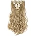 S-noilite® 24 Inches Long Curly Full Head Clip in Synthetic Hair Extensions 8pcs 170g (24#-Ash Blonde)