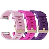 UMAXGET For Fitbit Charge 2 Bands Accessories, Sport Silicone Replacement Wristband with Rose Gold Buckle for Women Men Small Large Pack 4