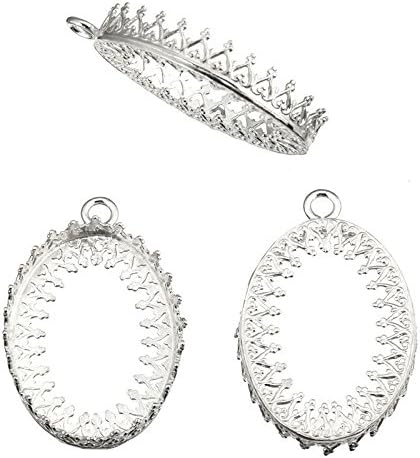 3 Pack - Oval Bezel Cup Settings 18x25 Mm Findings Sterling Silver 925 Pendant 313