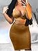 ioiom Outfits for Women Bodycon Halter V Neck Backless Crop Top and High Waist Skirt Set Stretchy Sequin Dress Gold M
