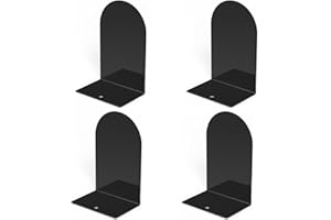 Lulonpon 4 Pieces Book Ends, Bookends, Books Stand, Metal Bookend for Shelves, Black Book Ends for School, Library, Desktop Organizer