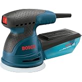 BOSCH ROS20VSC Palm Sander, Variable Speed Random Orbital Sander | 2.5 amp 5 in. corded hand sander with microfilter, hook-and-loop disc, polisher kit with dust collector and soft carrying bag