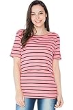 Smallshow Women's Maternity Nursing Top Short Sleeve Stripe Breastfeeding T-shirt (L)