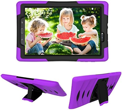 Samsung Galaxy Tab E 9.6" SM-T560 Shockproof Heavy Duty Military Armor Hybrid Case Cover with Screen Protector by Luckycheng (purple)