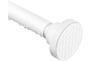 SISELBA White Shower Curtain Rod 42-73", 1" Dia Stainless Shower Rod-No Drilling, Rust-Proof, No Slip, Expandable Adjustable Spring Loaded Shower Curtain Rod, Tension Rod for Windows or Bathroom