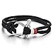 Mens Womens Steel Screw Anchor Shackles Nautical Sailor Black Rope Cord Wrap Bracelet Wristband
