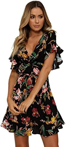 YKA 2018 New Flora Short Sleeve Dress Fleet Large Size Women's Long A-line Skirt