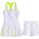 IZYJOY Kids Girls Tennis Golf Dress Outfit Sleeveless Racerback Dresses with Shorts Pockets Sport Athletic 2 Piece Sets