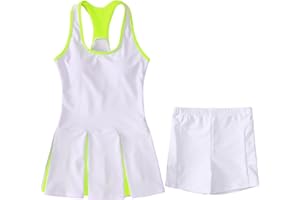 IZYJOY Kids Girls Tennis Golf Dress Outfit Sleeveless Racerback Dresses with Shorts Pockets Sport Athletic 2 Piece Sets