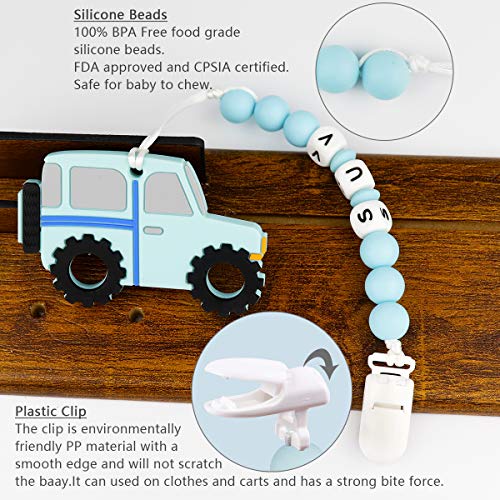 TUXEPOC Baby Teether Toys,SUV Car Teething Toys with Silicone Pacifier Clips,Self-Soothing Pain Relief Soft Silicone Teether Training for Babies,Toddlers,Boy and Girl,Organic BPA Free