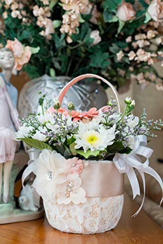 image for Customoffi Modern Basket – Best for Flower Girl Basket and Bridal Sh