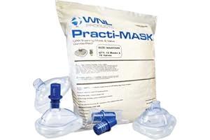 WNL Products 5000TMV Adult/Child CPR Practi-MASK & Valve Combo Pack, 10 Training Masks and 10 Valves (Fits all WNL Masks)