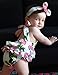 Fubin Baby Girl's Floral Print Ruffles Romper Summer Clothes With Headband,Pink Lemon,7-12 months