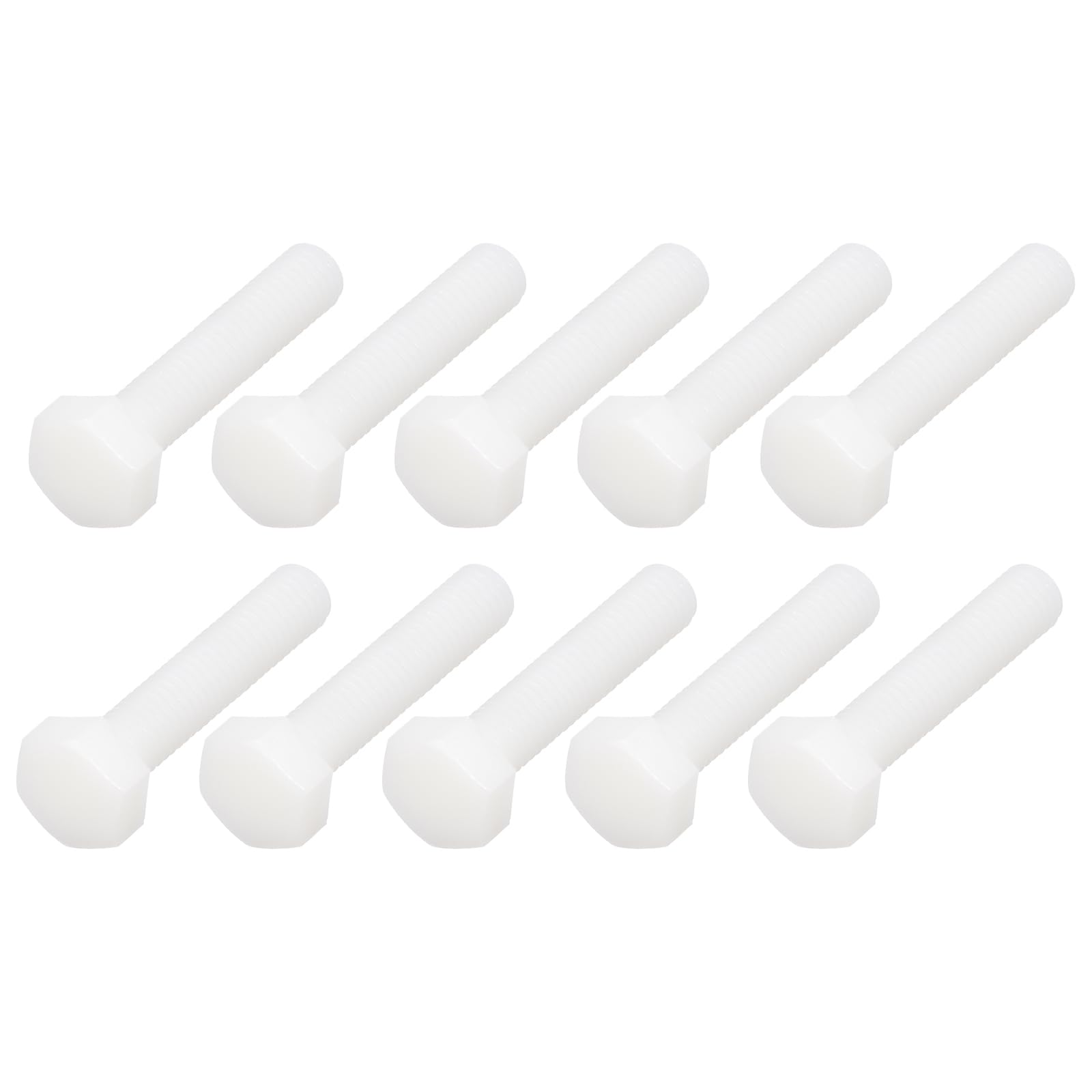 METALLIXITY Nylon Hex Bolts (M8-1.25x40mm) 30Pcs, Plastic Coarse Fully Threaded Metric Hex Head Cap Screw Bolt - for Various Industrial, White