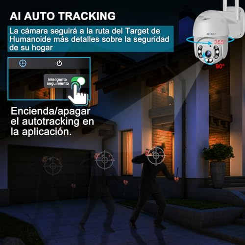 GENBOLT 2.5K Outdoor WiFi Surveillance Camera, Home CCTV Camera with PTZ Automatic Tracking IP Detection Human External Security Camera Color Night Vision, Siren Aactive Alarm
