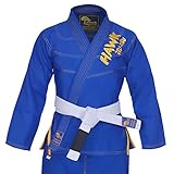 Hawk Brazilian Jiu Jitsu Suit BJJ Gi Kimonos BJJ Uniform Preshrunk Pearl Weave Fabric, with Free White Belt A4 Blue