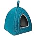 Hollypet Self-Warming 2 in 1 Foldable Comfortable Triangle Cat Bed Tent House, Blue