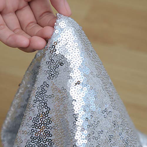 SoarDream Christmas Tree Skirt 48 inches Large Silver Sequin Tree Skirt for Xmas Ornaments