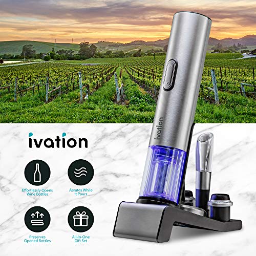 Ivation-6-in-1-Wine-Gift-Set--Wine-Lovers-Dream-Includes-Stainless-Steel-Electric-Wine-Bottle-Opener-Electric-Vacuum-Wine-Preserver-2-Dated-Cork-Stoppers-Bonus-Foil-Cutter-Charging-Base