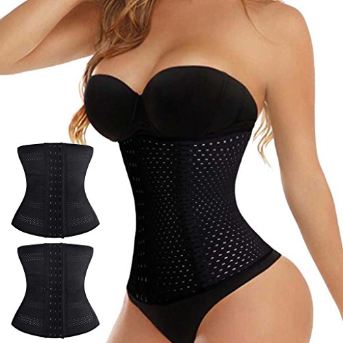 Waist Trainer Corset for Weight Loss Fat Burner Tummy Control Sport Workout Body Shaper for Women (BLACK2, Large)