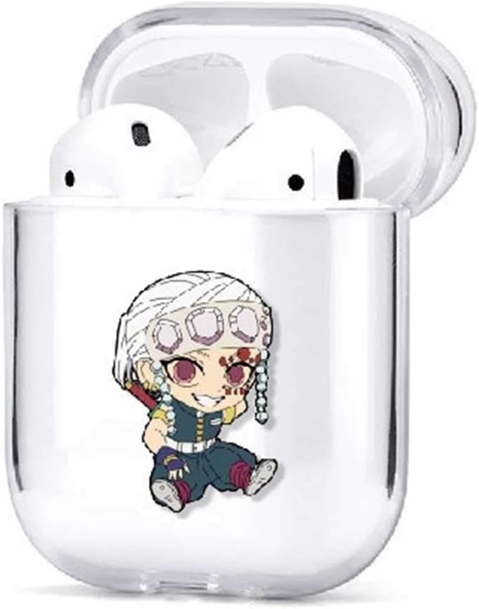 Apehuyuan Anime Demon Slayer Kimetsu No Yaiba Airpods Case, Protective Hard Cover Transparent Chargeable Headphone Case Charging Case AirPods Accessories(Uzui Tengen)