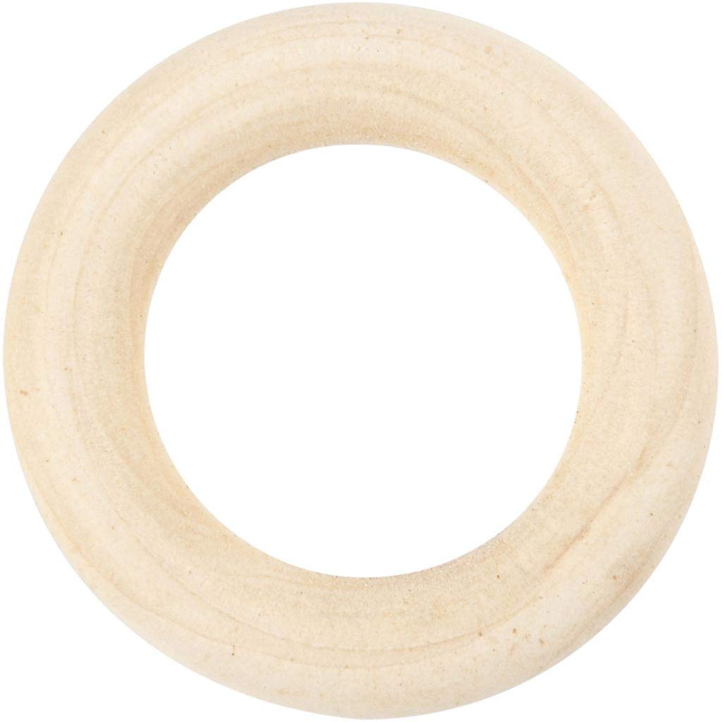 Curtain Ring, D: 35 mm, inner size 20 mm, grass wood, 8pcs
