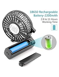 Opolar   Ventilador portátil con batería recargable USB, mini ventilador personal con batería de 2200 mAh y 3 ajustes para viajes en casa y en la oficina Paquete de 2