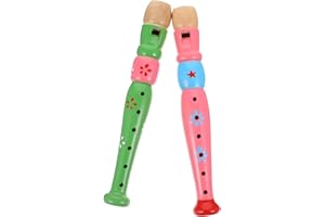 FRCOLOR 2pcs Wooden 6-hole Children’s Recorder Flute, Creative Musical Instrument Toy for Toddlers and Boys and Girls, Educat
