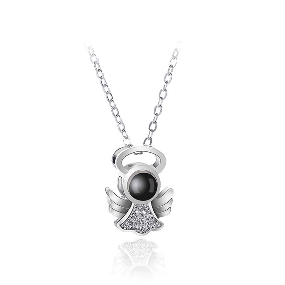 Startoo Angel Pendants Necklace for Women 100 Different Languages I Love You Memory Collarbone Dangle Necklaces
