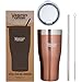 Healthy Human Stainless Steel Tumbler with Straw & Lid | Splash Proof Insulated Travel Cup | Eco-Friendly Coffee Tumblers | Water Cups with Straws Cleaner and Splash Proof Lids (32oz, Sunset Gold)
