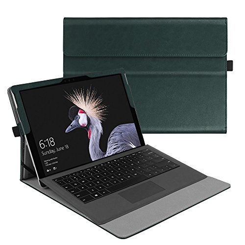Fintie New Surface Pro 2017/Surface Pro 4 Case, Multi-Angle Viewing Portfolio Business Cover for Microsoft Surface Pro 2017/Pro 4/Pro 3, Compatible with Type Cover Keyboard - Dark Green