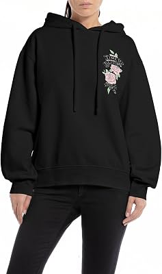W3632c Felpa con Cappuccio, 098 Nero, XS Donna