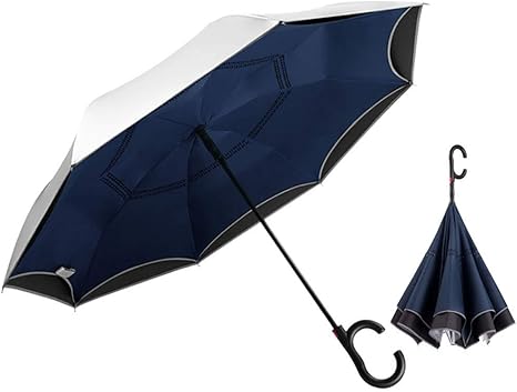 Amazon 二層傘男女逆傘自動折りたたみ雨と雨兼用ダブル特大車ロングハンドル傘学生男の子女の子女の子老人 折りたたみ傘 通販