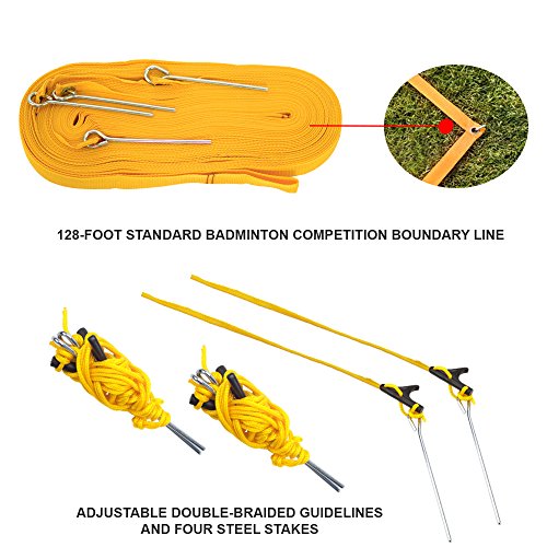 Professional Volleyball & Badminton Complete Set. Come with Volleyball/Badminton Net System, 4 Badminton Racquets & 3 Shuttlecocks, Volleyball & Pump, Carrying Bag. Great for Backyard, Lawn, Beach - Thumbnail 5
