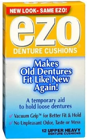 Ezo Upper Denture Cushions, Heavy 12 ea (3 PACK)
