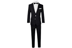 Black n Bianco Signature Boys' Slim Tuxedo Suit with Bow Tie