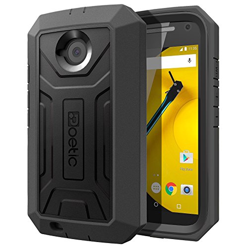 Moto E 2nd Gen Case - Poetic [Revolution Series] - [Heavy Duty] [Dual Layer] Complete Protection Hybrid Case with Built-in Screen Protector for Motorola Moto E 2nd Gen (2nd Generation 2015) Black