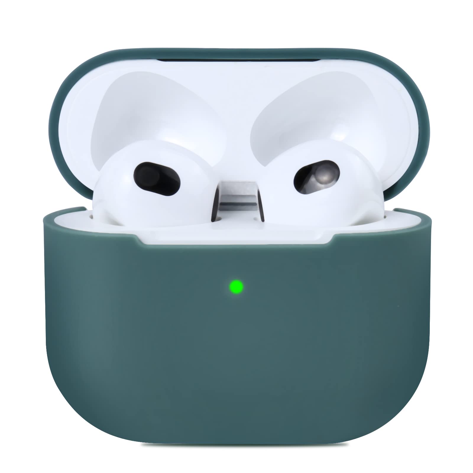 AKABEILA Compatible with AirPods 3 Case One Piece Soft Silicone Cute Cover for Air Pod 3rd Generation 2021 Shockproof Protective Support Wireless Charging Front LED Visible