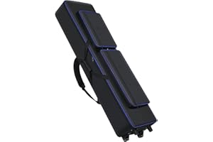 CXINESBAG 88 Key Keyboard Case with Wheels and Adjustable Shoulder Straps,2 Pockets for 88 Key Piano Keyboard Bag Accessories,Oxford Travel Carrier Bag Case in Black, Electric Keyboard Case for 88 keyboard