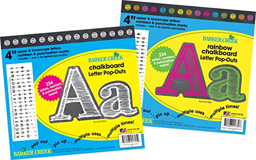 Barker Creek 468-Piece Chalk Letter Pop-Out Set, Includes Two Packages of Letters - 234 Pieces Black and White and 234 Pieces Rainbow Chalkboard Letters, Classrooms, Offices, Presentations (3508)